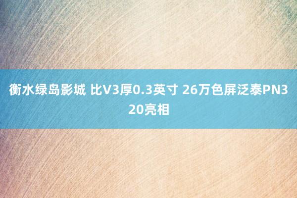 衡水绿岛影城 比V3厚0.3英寸 26万色屏泛泰PN320亮相