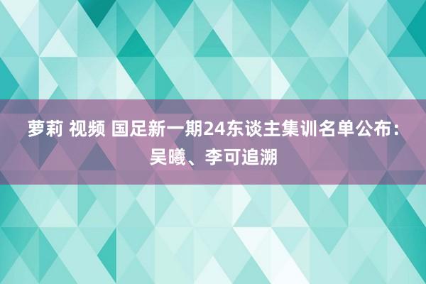 萝莉 视频 国足新一期24东谈主集训名单公布：吴曦、李可追溯